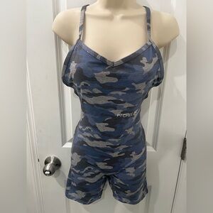 Blue and Gray Camouflage Jumpsuit